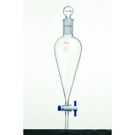 Synthware FUNNEL, SEPARATORY, 60mL, #16, 2mm PTFE STOPCOCK, GLASS STOPPER. F471660A